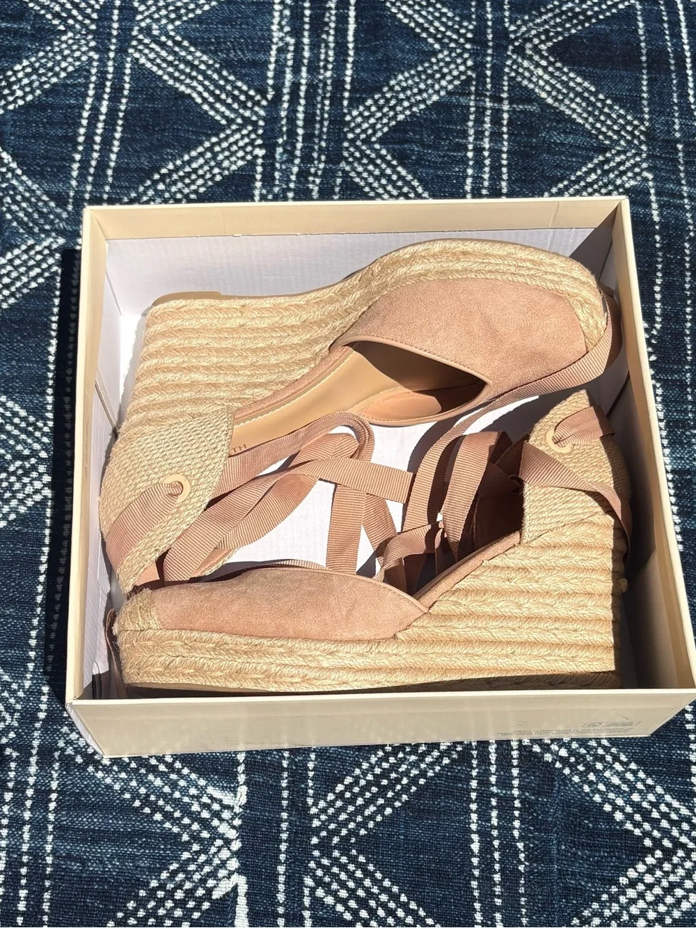 NIB, On 34th Women's Blush Espadrille Platform Wedges, Size 10